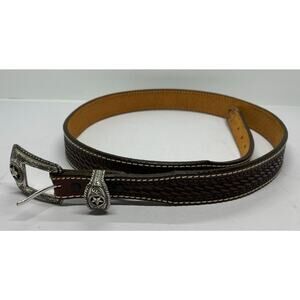 Justin Size 42 Brown Lone Star Western Belt #C10098 EUC
